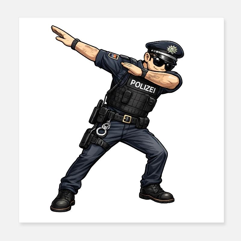 Dabbing Polizist Poster 20x20 cm