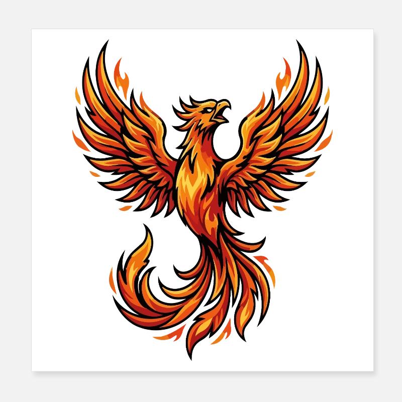 Majestic Fire Phoenix Maskottchen-Aufstiegskunst Poster 20x20 cm