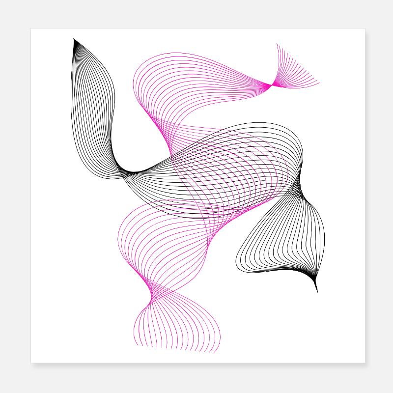 Abstrait Spirale Rose Néon Poster 20 x 20 cm