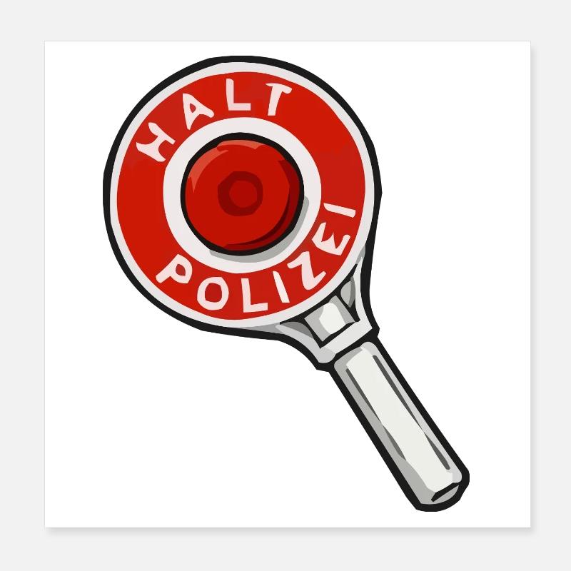 Halt Polizei Abzeichen Illustration Poster 20x20 cm
