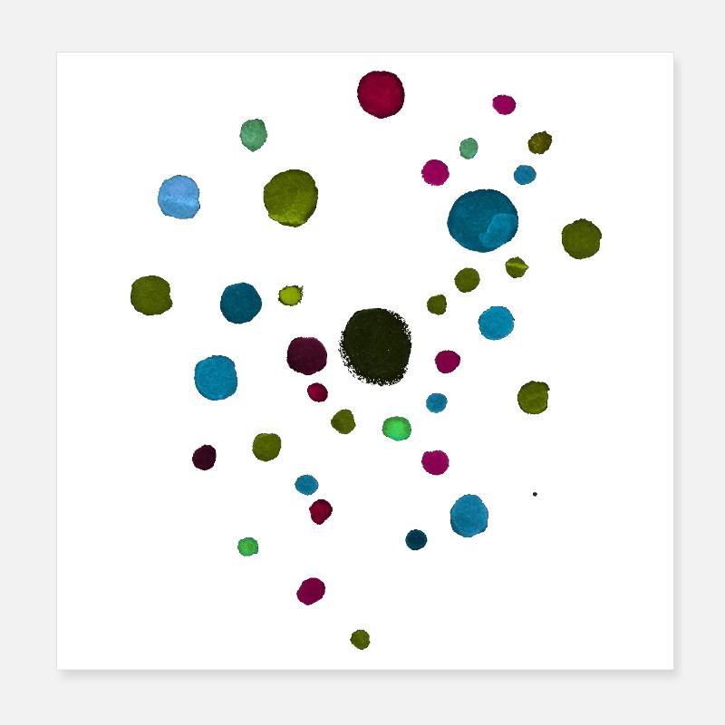 Dots Pattern - Dark Colors / Watercolor Poster 8" x 8" (20x20 cm)