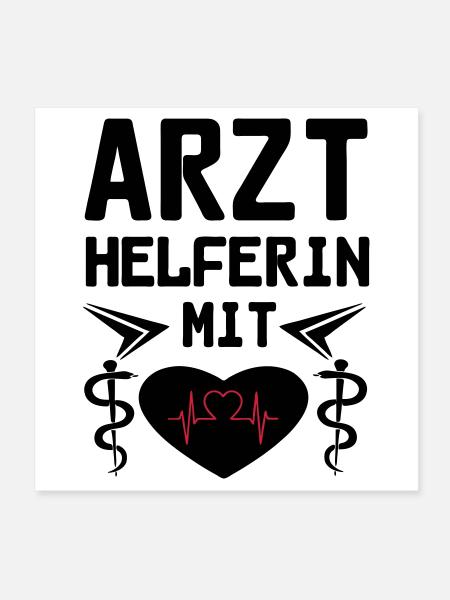 Arzthelferin mit Herz Geschenk - Poster 20x20 cm - Weiß - Vorne