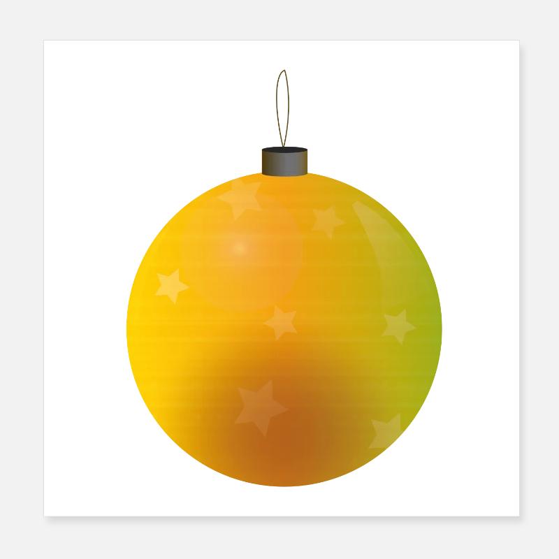 gelbliche Weihnachtskugel mit Sternen Poster 20x20 cm