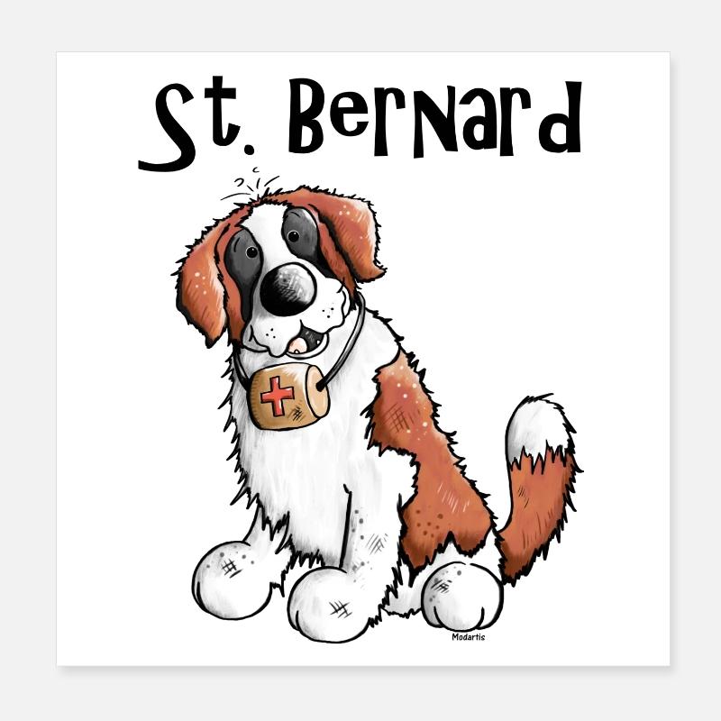 Droll Saint Bernard - Dog Poster 8" x 8" (20x20 cm)