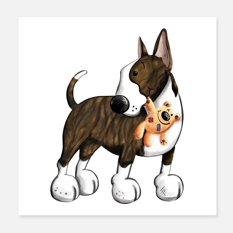 Bullterrier with Teddy Poster 8" x 8" (20x20 cm)
