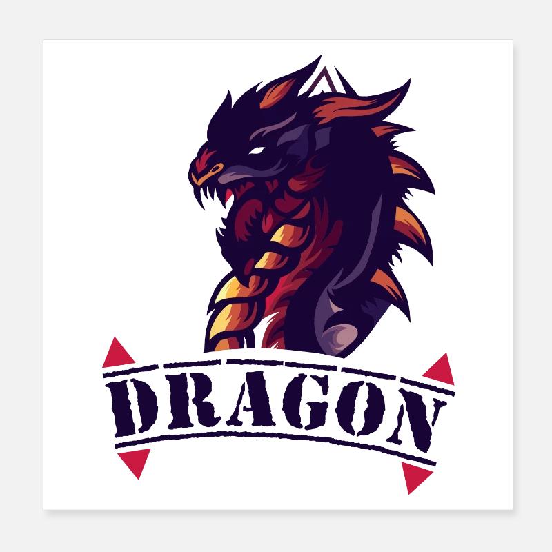 Logo du dragon avec accents de feu Poster 20 x 20 cm