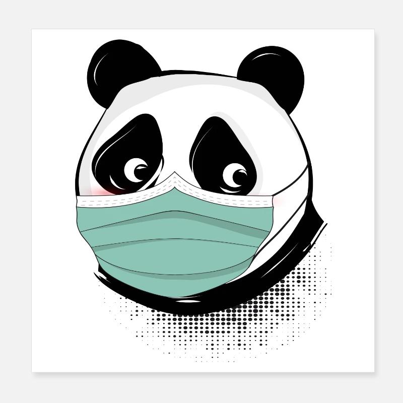 Panda bear with mask mask Poster 8" x 8" (20x20 cm)