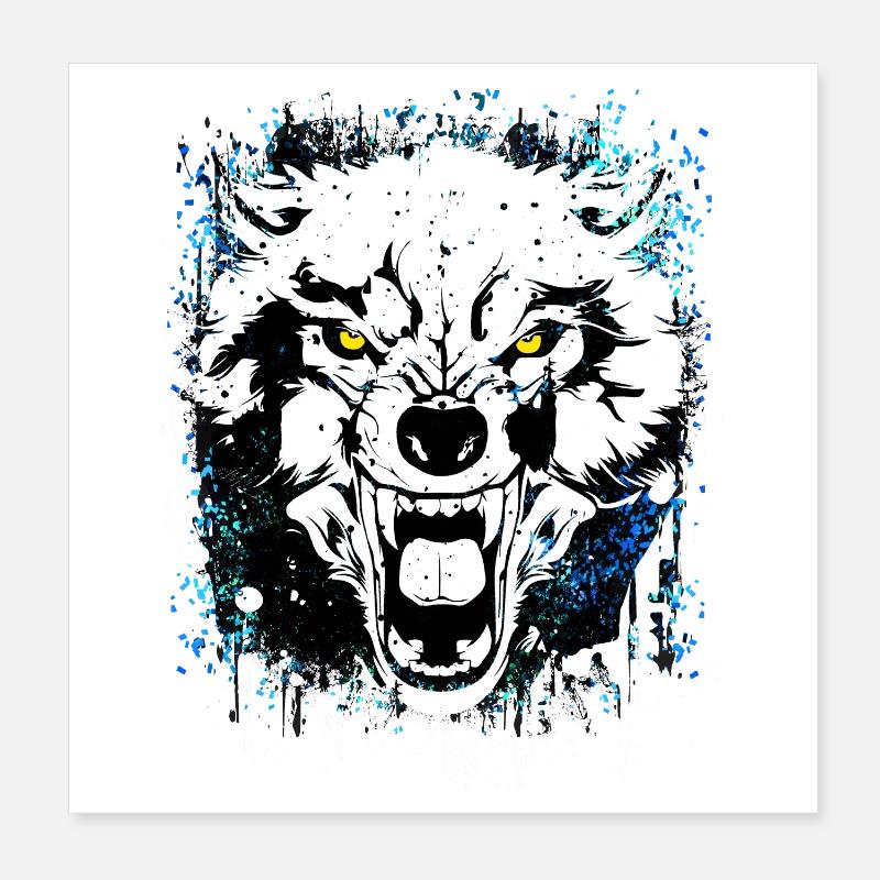 Wolf - Wölfe - Werwolf - Wolfsrudel - Vollmond Poster 20x20 cm