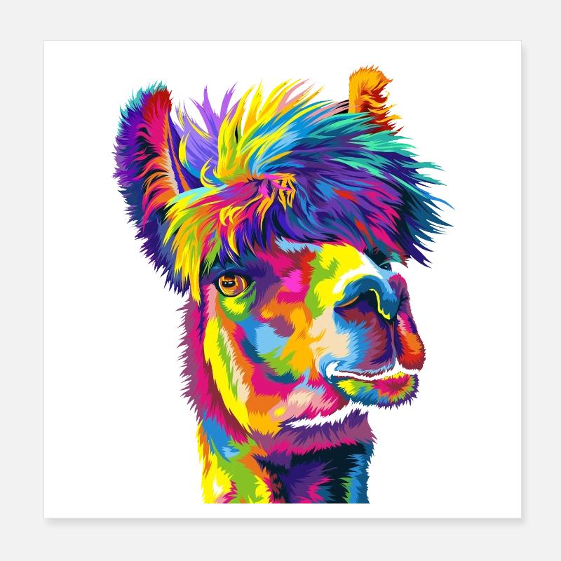 Daring Rainbow Llama Poster 8" x 8" (20x20 cm)
