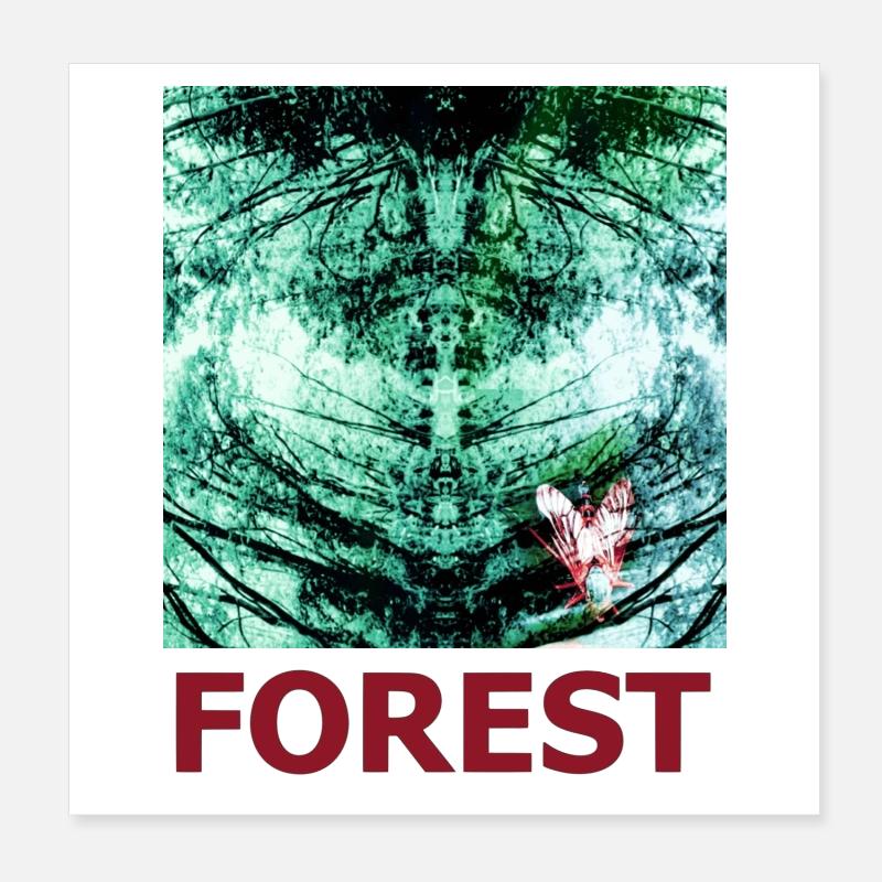 Forest Reflection and Butterfly Poster 8" x 8" (20x20 cm)