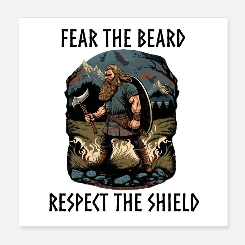 Viking avec hache et bouclier Poster 20 x 20 cm
