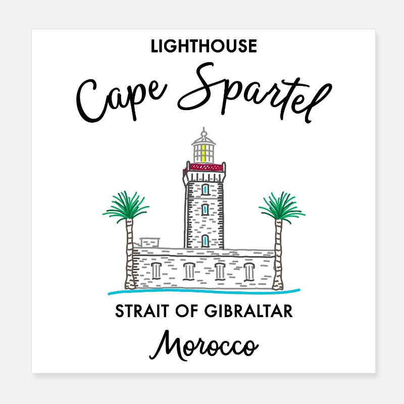 Morocco, Cape Spartel Lighthouse, Gibraltar Poster 8" x 8" (20x20 cm)