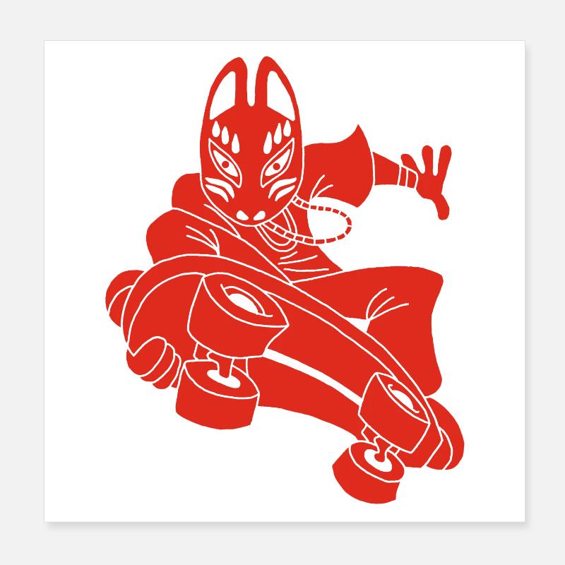Seltsamer Rotfuchs beim Skateboarden Poster 20x20 cm