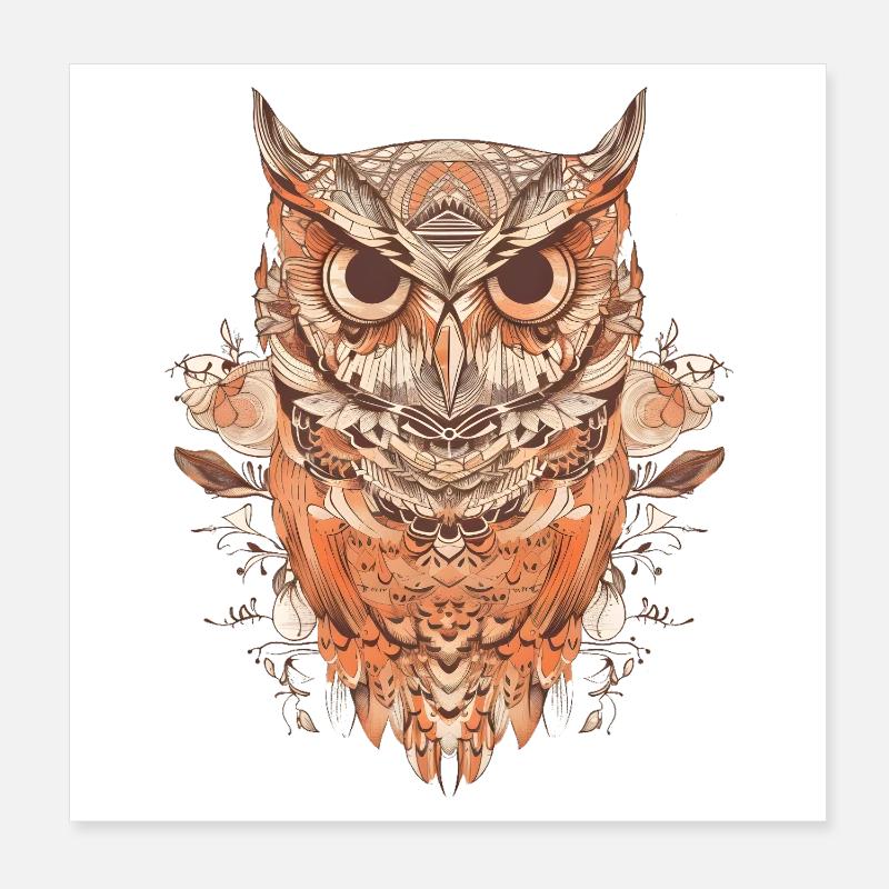 Pattern Owl Poster 8" x 8" (20x20 cm)