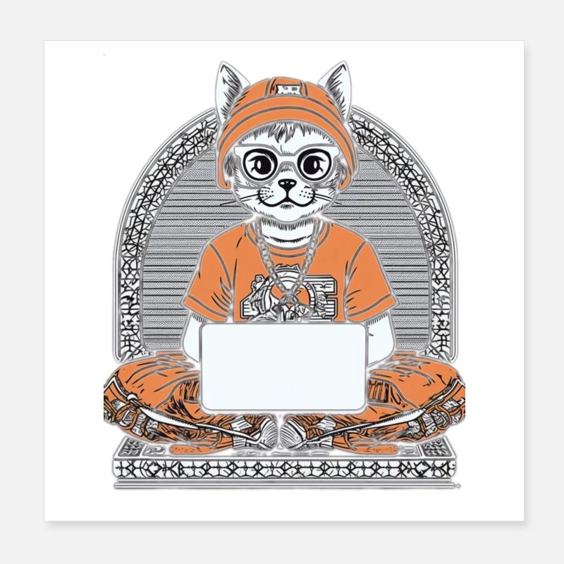 Tech Cat Zen Laptop Poster 20x20 cm
