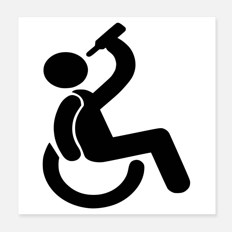 Drinking wheelchair user Humor symbol # Poster 8" x 8" (20x20 cm)