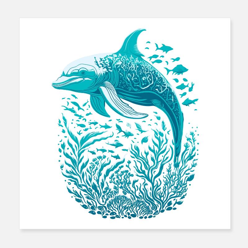 Dolphin Poster 8" x 8" (20x20 cm)