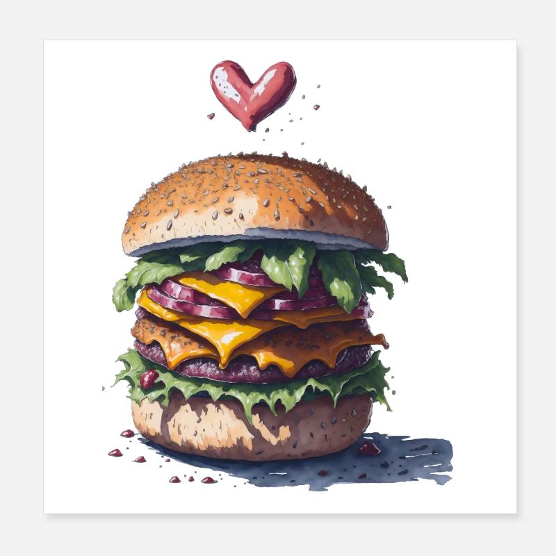 Burger Poster 20x20 cm