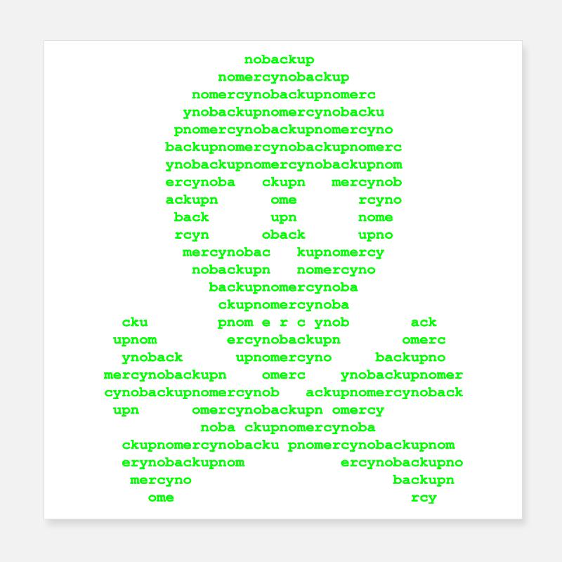 Pas de secours, pas de pitié, de l’humour informatique Poster 20 x 20 cm