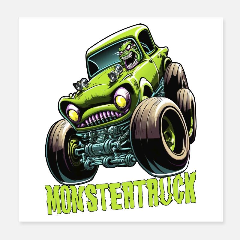 Monstertruck Comic Geschenk Poster 20x20 cm