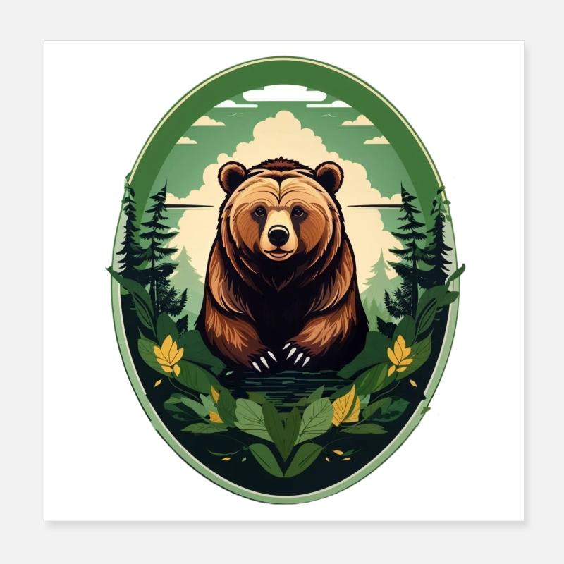 Brown bear Poster 8" x 8" (20x20 cm)