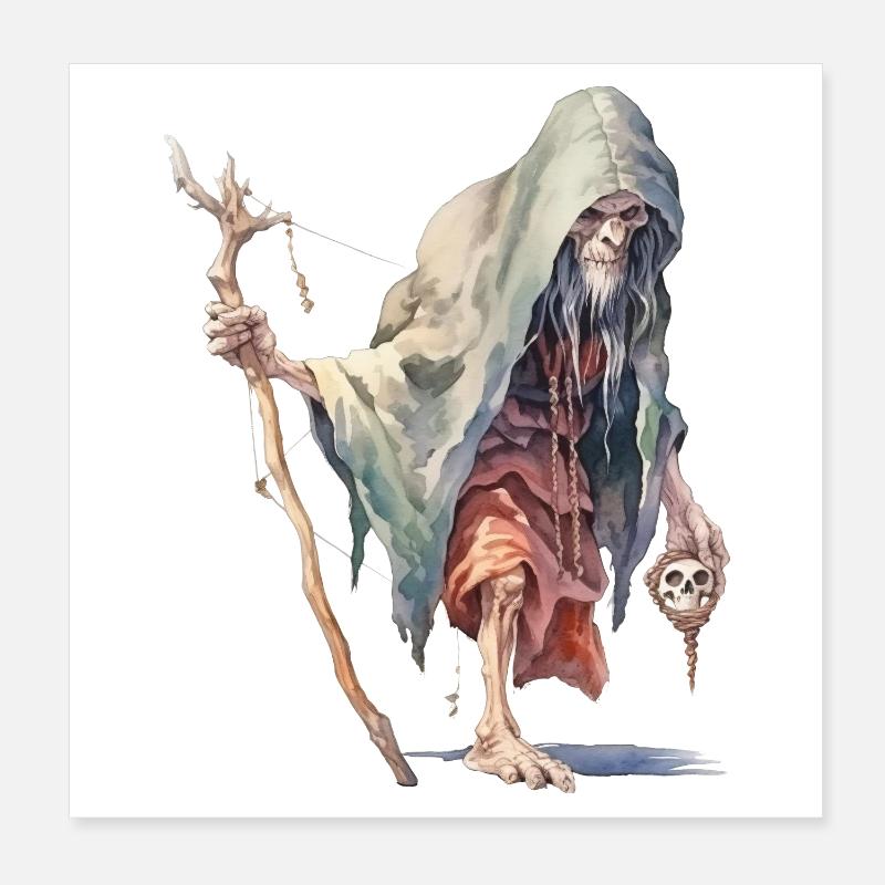Mage de la Forêt Effrayant – Sorcier de la Dark Fantasy Poster 20 x 20 cm