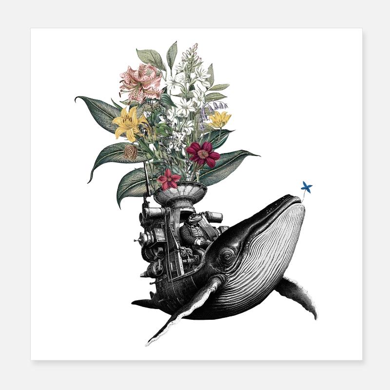 Congratulations – Frog, Whale, Flowers Poster 8" x 8" (20x20 cm)
