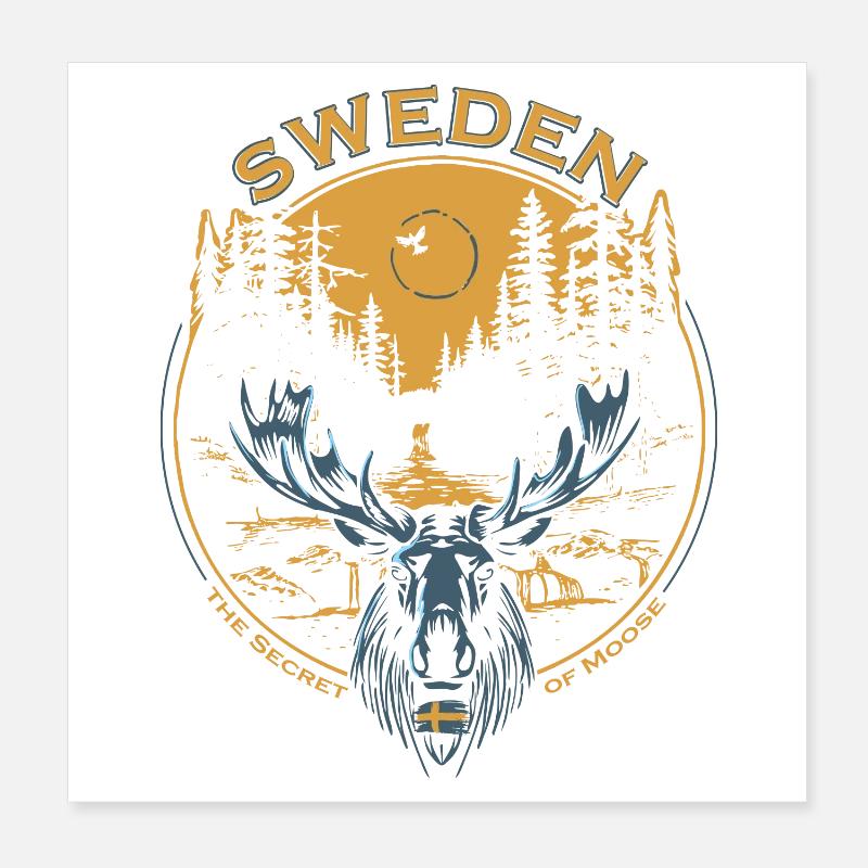 Suède - Orignal - Nature Poster 20 x 20 cm