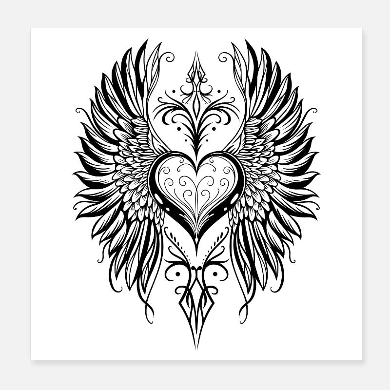Heart Wing Winged Heart Poster 8" x 8" (20x20 cm)