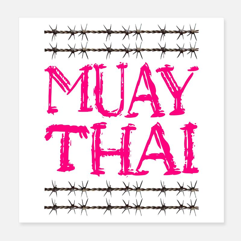 Muay Thai - Conception de police cool avec fil de fer barbelé Poster 20 x 20 cm