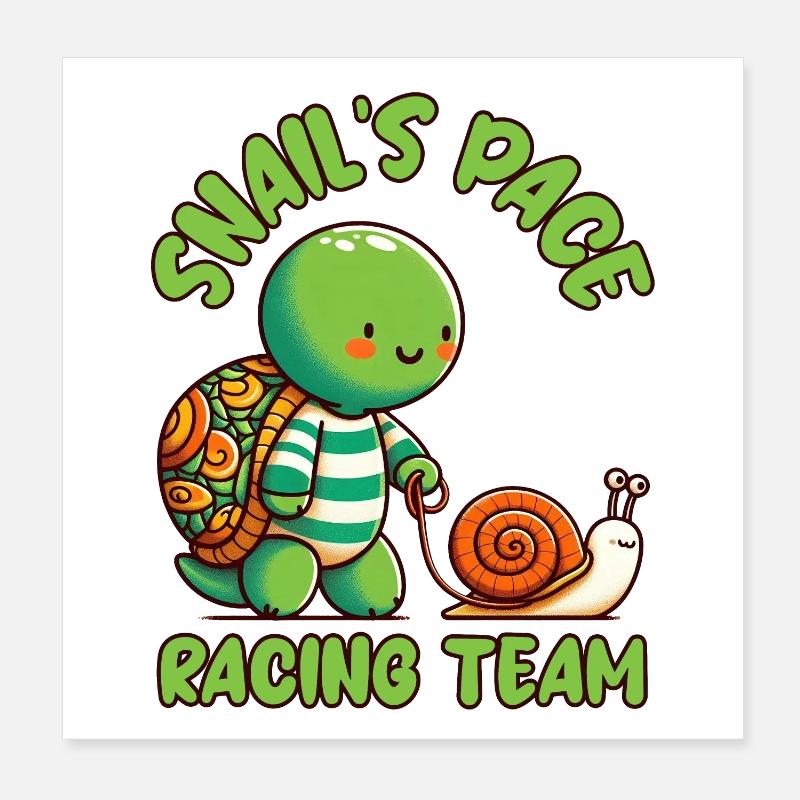 Snail's Pace Racing Team, Schildkröte und Schnecke Poster 20x20 cm