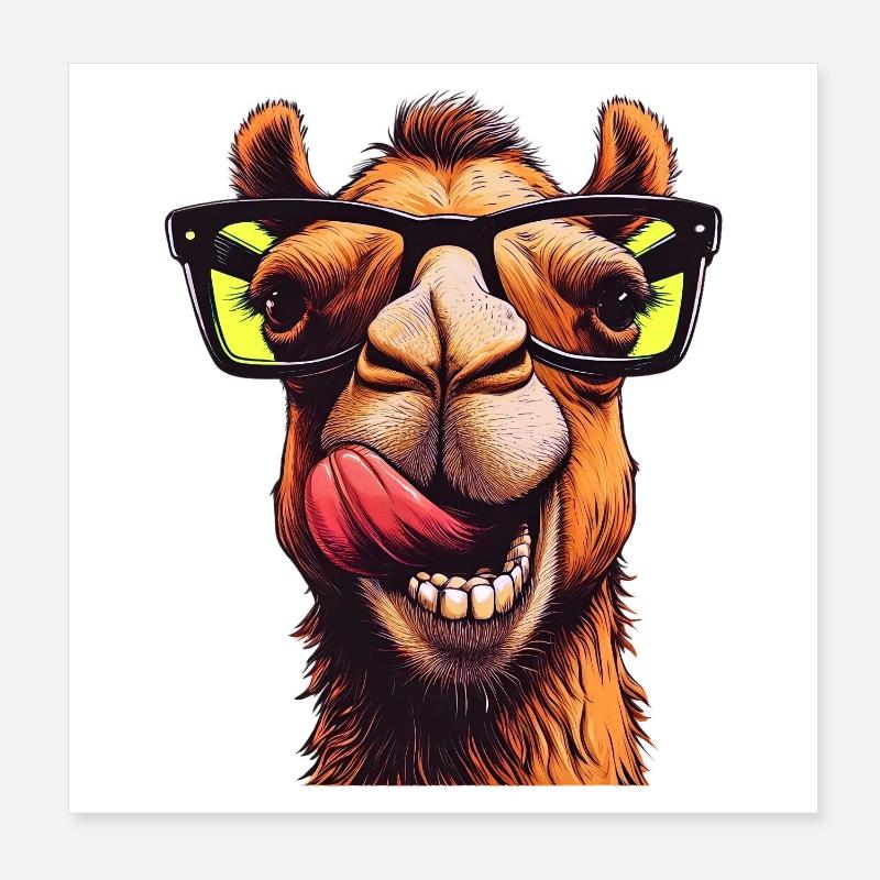 Kamel mit Sonnenbrille Poster 20x20 cm