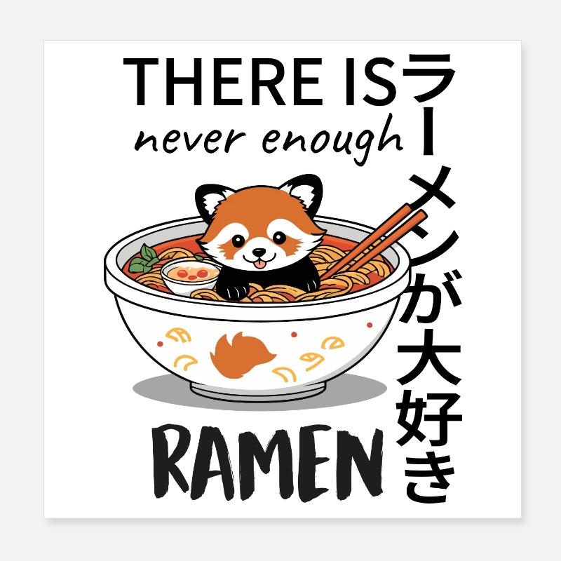 Panda roux dans un bol à ramen – Funny Ramen Design Poster 20 x 20 cm