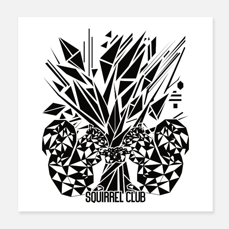 Arbre de vie avec écureuil – Conception géométrique Poster 20 x 20 cm