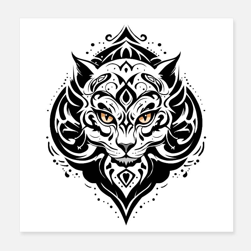 TATOUAGE CHAT NOIR Poster 20 x 20 cm