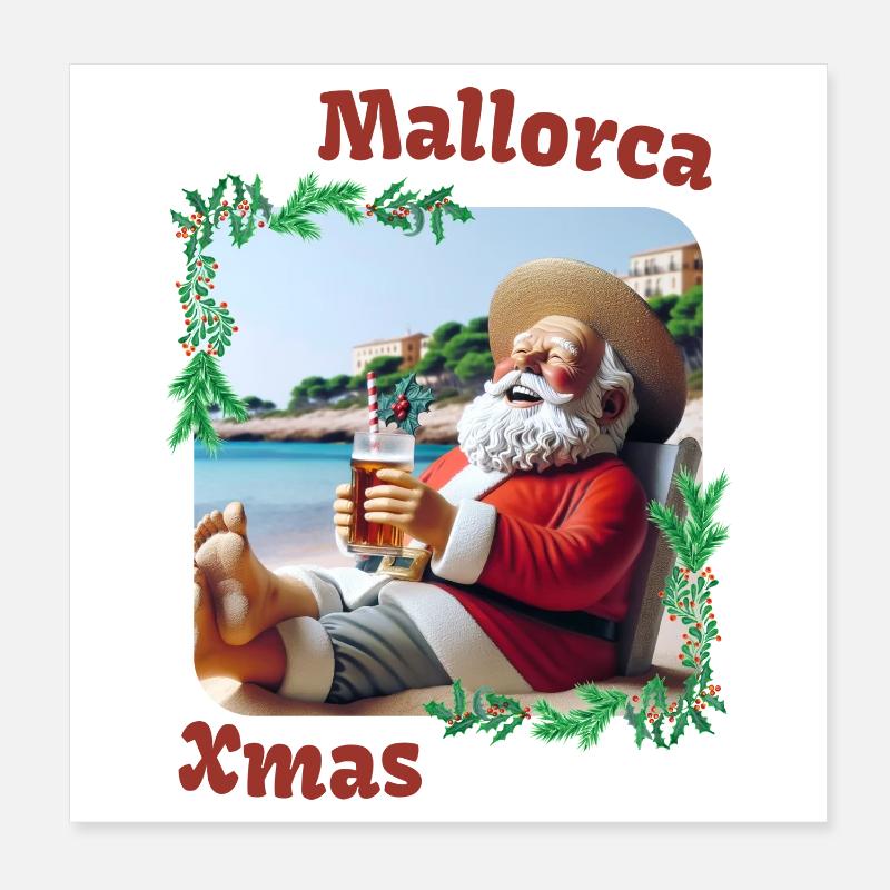 Majorque Noël - Le Père Noël en vacances Poster 20 x 20 cm
