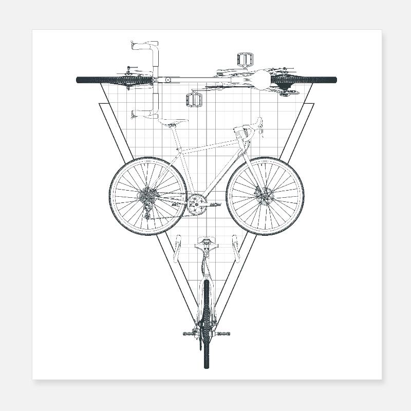 Geometric Bicycle Inside Triangle Emblem Poster 8" x 8" (20x20 cm)