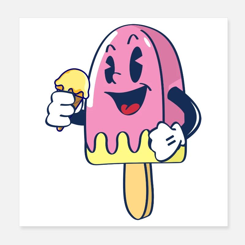 Fröhlicher Kindereis Charakter Eiscreme Eis Poster 20 x 20 cm