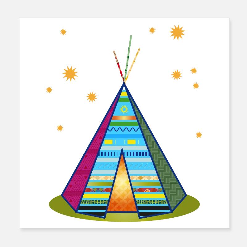 Colorful teepee tent – imaginative pattern Poster 8" x 8" (20x20 cm)