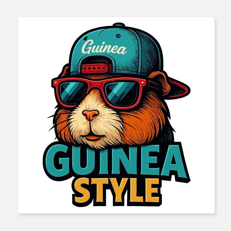 Style guinée : cochon lunettes de soleil Poster 20 x 20 cm