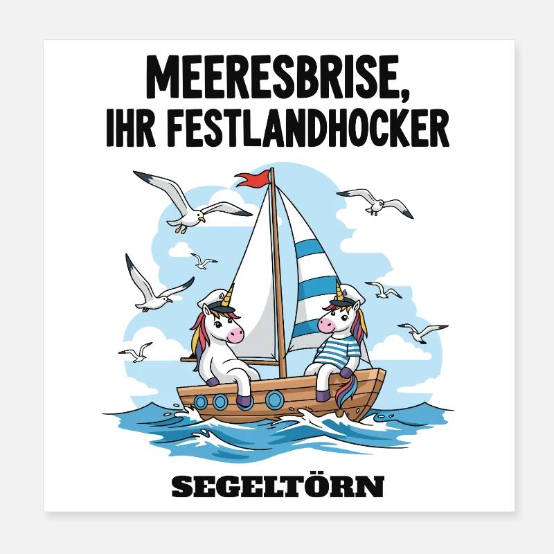 Einhorn-Segeltörn Poster 20x20 cm