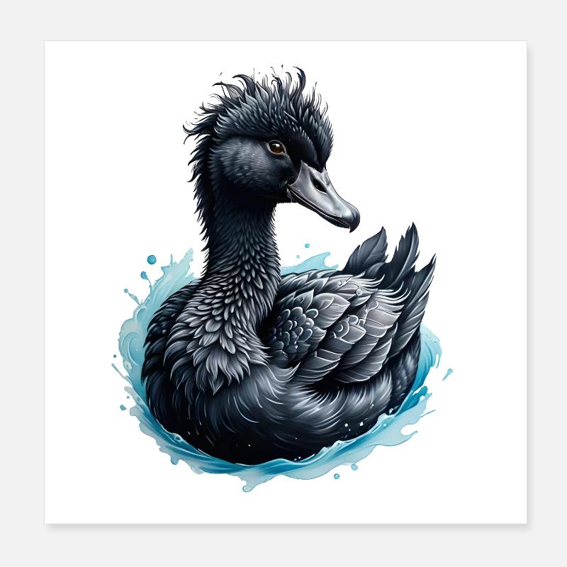 Der schwarze Schwan und die blaue Rose Poster 20x20 cm