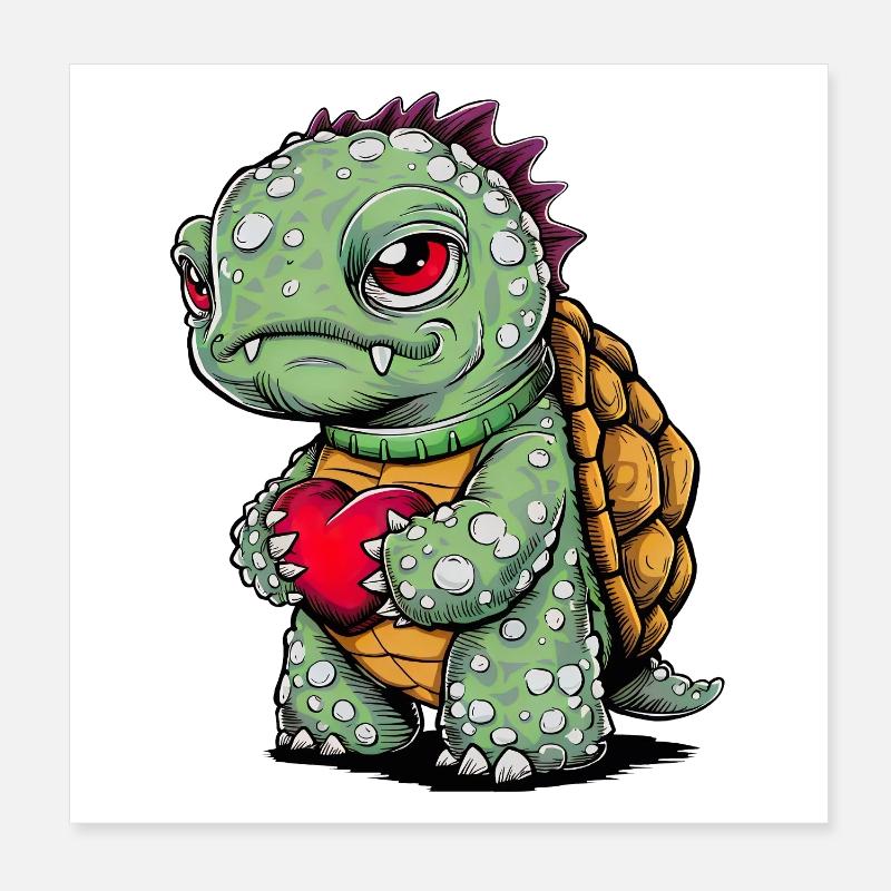 Turtle with heart Poster 8" x 8" (20x20 cm)
