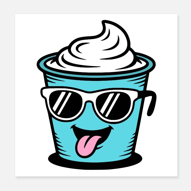 Becher Crème Frech Joghurt Rahm Sahne Eis Pudding Poster 20x20 cm