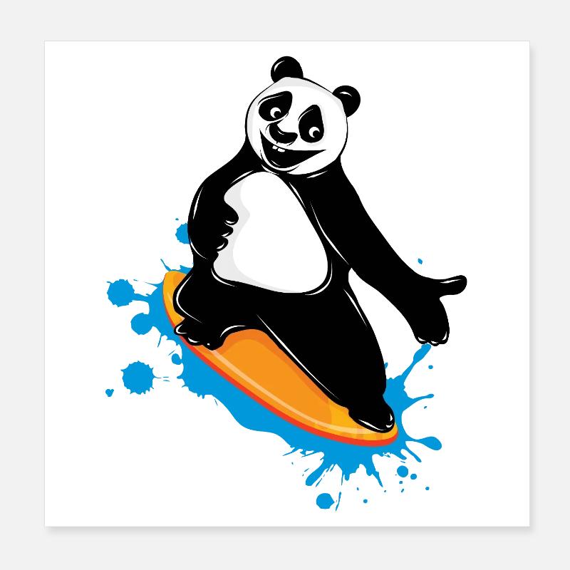 Surfender Panda Bär im Graffiti Stil Poster 20x20 cm