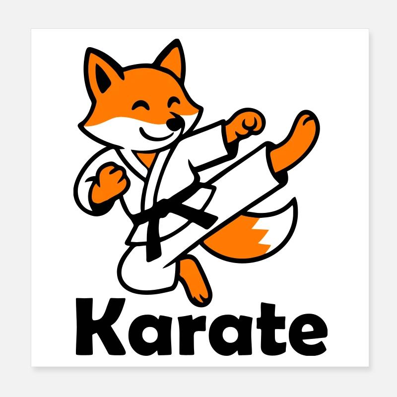 Karate Fox Poster 8" x 8" (20x20 cm)