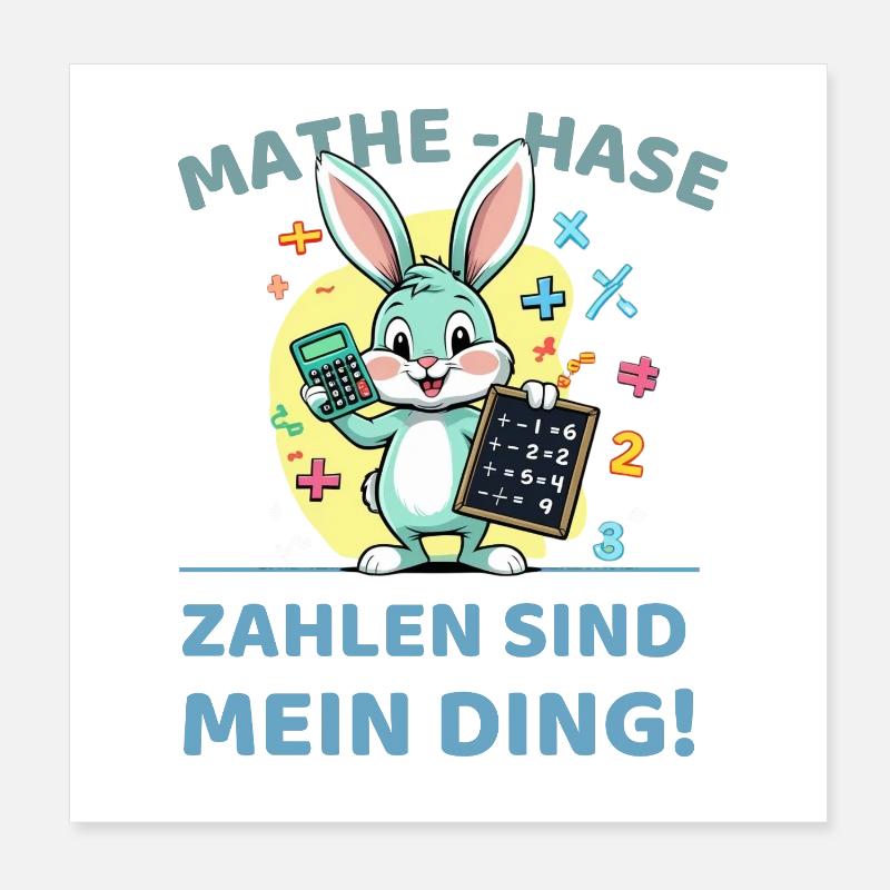 Math bunny with calculation task Poster 8" x 8" (20x20 cm)