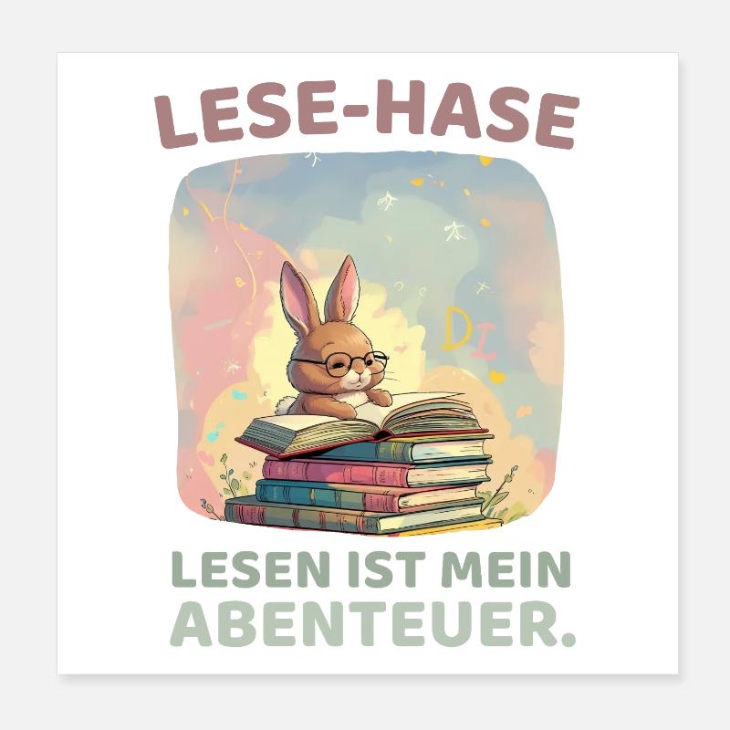 Lecture de lapin avec style aventure Poster 20 x 20 cm