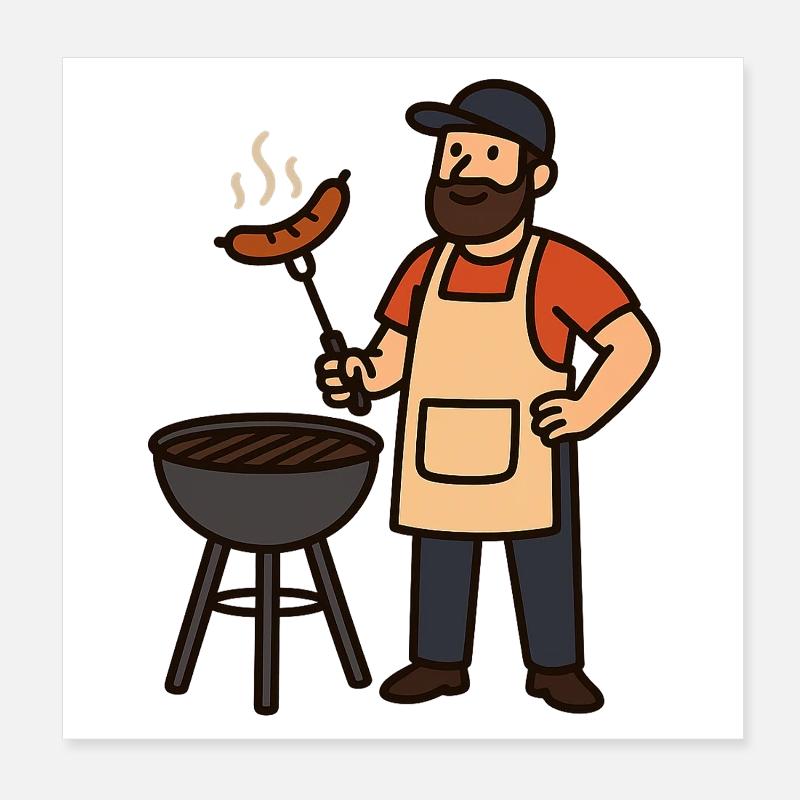 Gemütlicher Grillabend mit BamBam Poster 20x20 cm
