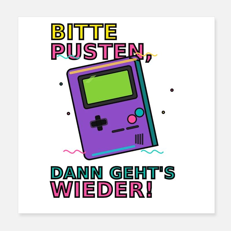 Retro Gaming Saying with Handheld Game Device Video Games Poster 8" x 8" (20x20 cm)